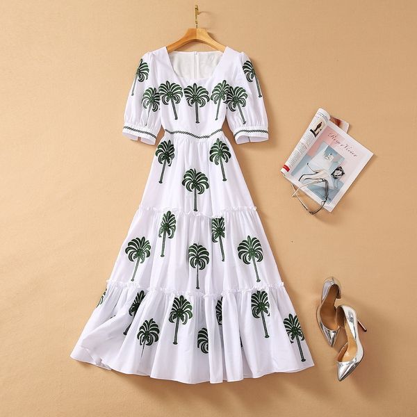 

dresses european and american women's wear winter style short sleeve square collar embroidery fashionable white pleated dress wfik, Black;gray