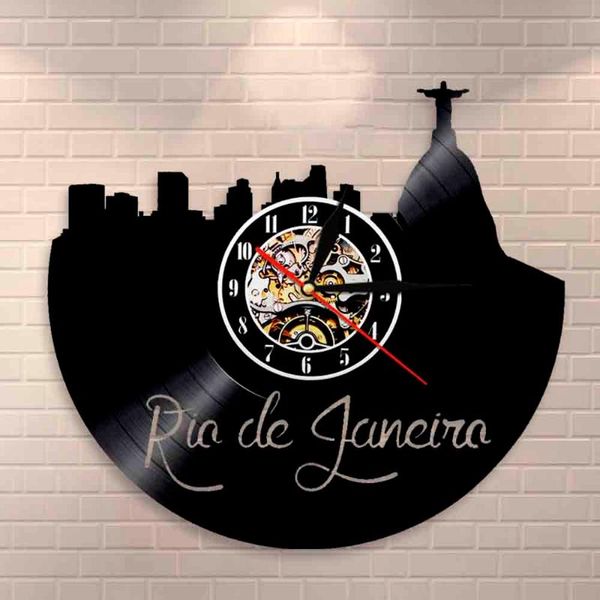

wall clocks rio de janeiro art skyline clock brazil cityscape record jesus statue christ decor watch