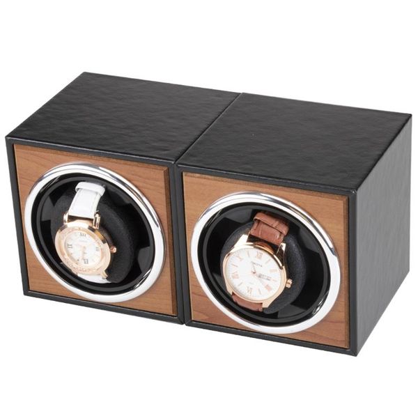 

watch boxes & cases 1+0 imitation pu leather grain automatic winder box motor mover rotator winding battery watchwinder remontoir, Black;blue
