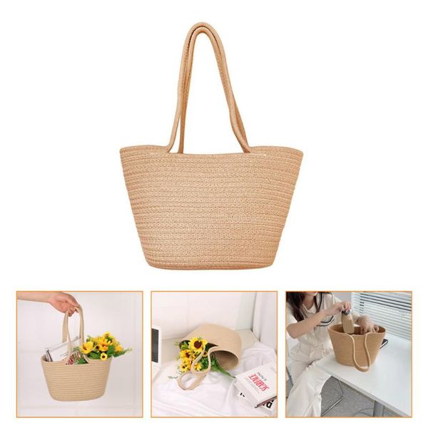 

other garden supplies 1pc woven basket gift flower hand baket shopping bag (khaki)