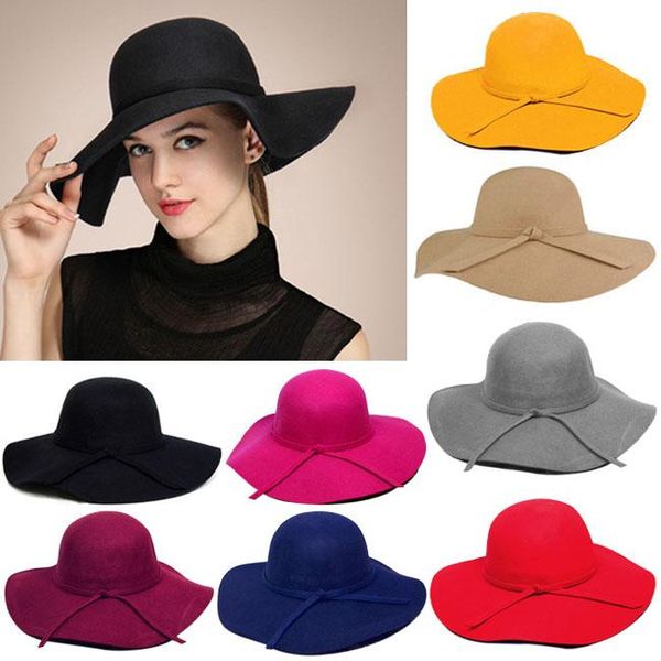 

caps & hats beach hat for women simple foldable wide brim floppy girls fashion british retro big brimmed travel lady cap female sunhats, Yellow