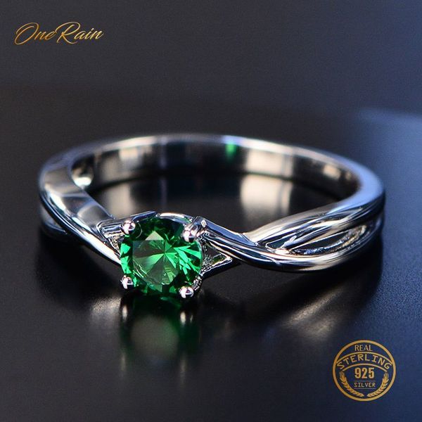 OneNain Yeni 100% 925 Ayar Gümüş Doğal Pembe Safir Zümrüt Gemstone Düğün Nişan Cocktaill Yüzük Takı Toptan