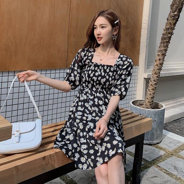 

brand summer maternity dress woman cute floral print large size dresses pregnant clothing md-02922, White