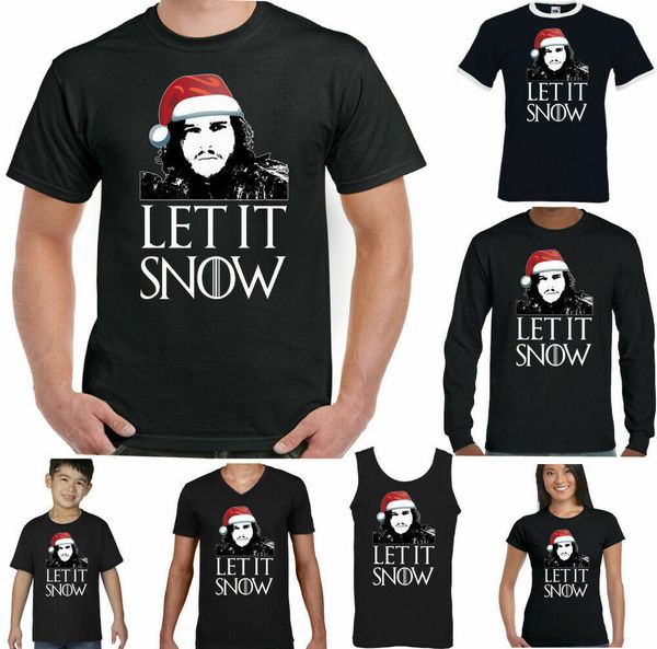

game of throne t-shirt mens christmas let it snow funny jon got tv womens top, White;black