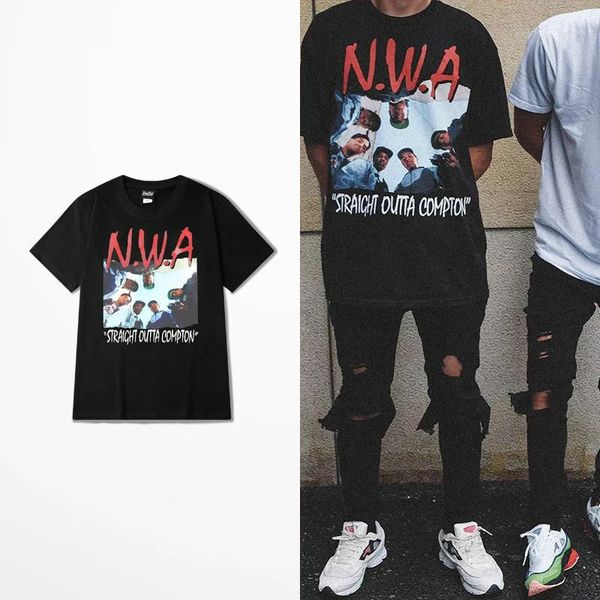 

zsiibo t shirt nwa straight out compton memory hip hop men tshirt homme camisetas hombre tee, White;black