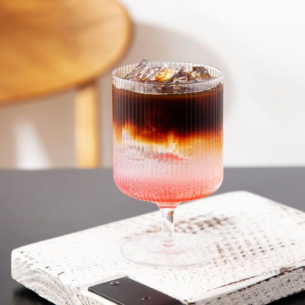 

280ml european ins vertical striped dessert cup bar cocktail glass juice smoothie ice cream multi-purpose small goblet wine glasses