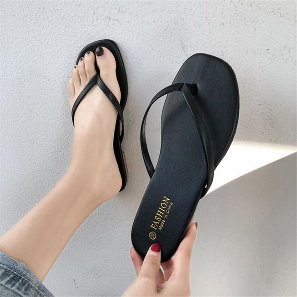

slides women's flip flops outdoor leisure summer slippers flat non-slip sandals, Black