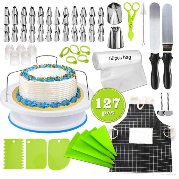 

127/106p/set cake turntable set multifunction decorating kit pastry tube fondant tool party kitchen dessert baking supplies & tools