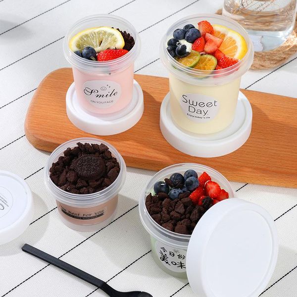 

disposable cups & straws 10pcs net red ice cream jar yogurt pudding dessert cup 100ml/180ml/300ml/500ml frosted transparent box cake pastry