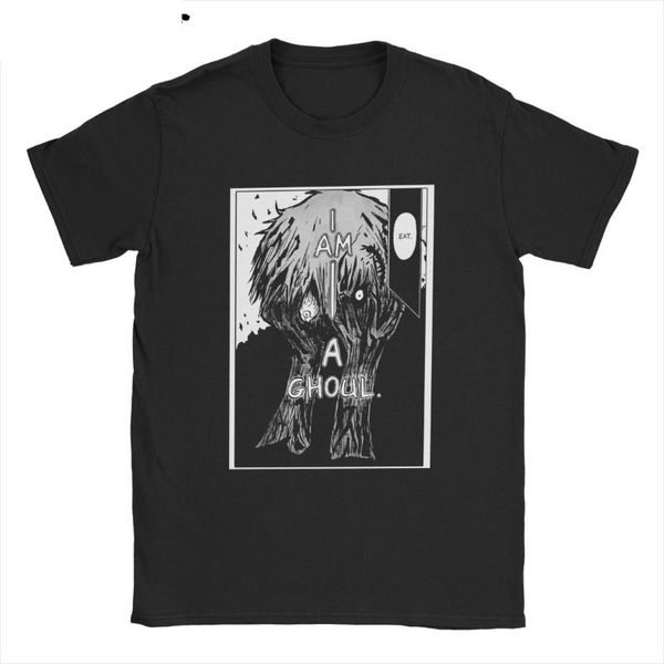 

men's t-shirts kaneki tokyo ghoul manga panel t-shirt men funny pure cotton tee shirt round neck short sleeve t shirts printed clothes, White;black
