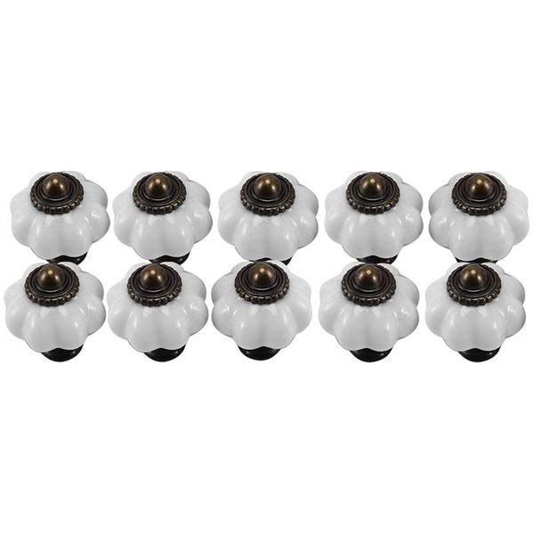 

handles & pulls 10pcs/set pumpkin knobs ceramic alloy vintage furniture cabinet set for drawer cupboard hardware
