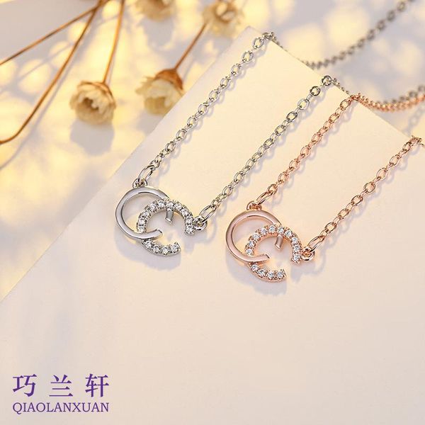 

sterling silver c necklace ladies korean fashion light luxury neckchain fall/winter joker pendant jewelry customization necklaces
