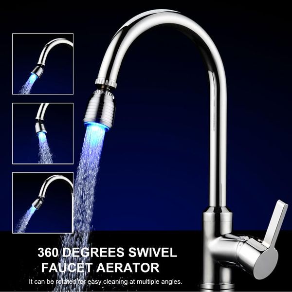 

faucet aerator 7color light change 360degree swivel spray head kitchen tap water saving nozzle sprayer basin lengthen bathroom shower sets