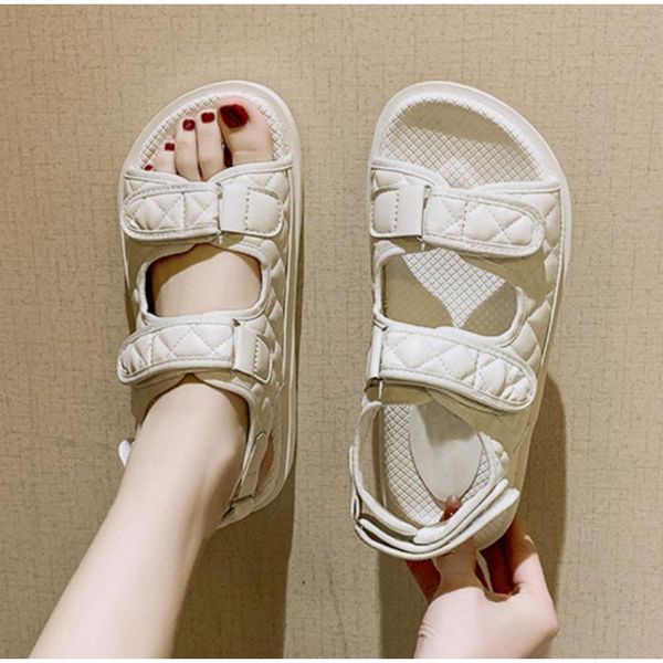 

sandals hook loop summer ladies flat thick bottom casual roman shoes women 2021 fashion comfortable female sandalies mujer, Black