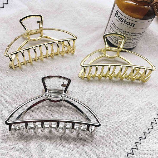 

hair accessories jewelry semicircle simple metal grab clip women's headdress bath shark hoop large wind, Golden;white