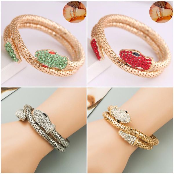 

bangle luxury crystal snake bracelet and vintage punk wristband cuff for women's jewelry, Black
