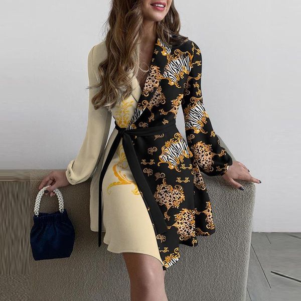 

casual dresses vintage lady high waist solid mini dress women v neck wrap party autumn elegant button long puff sleeve a-line, Black;gray