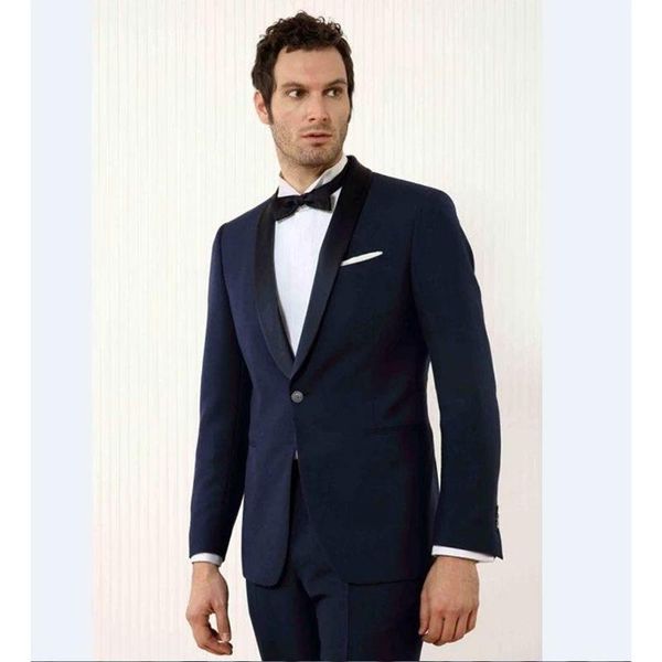 

men's suits & blazers custom high-quality fashion black lapel groom tuxedo navy suit wedding man 2 pieces (jacket + pants tie), White;black
