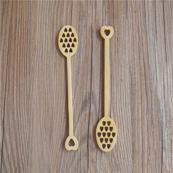 Mel de madeira Move Stick Handle Long Habitório Oco Out Agitando Colher Eco-Friendly Wood Sticks Cozinha Restaurante Spoons Dinnerware BH5041 Wly