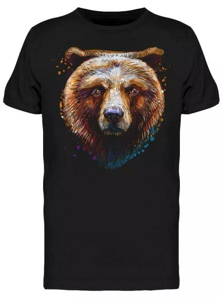 

grizzly head front side tee men's -image by shutterstock, White;black