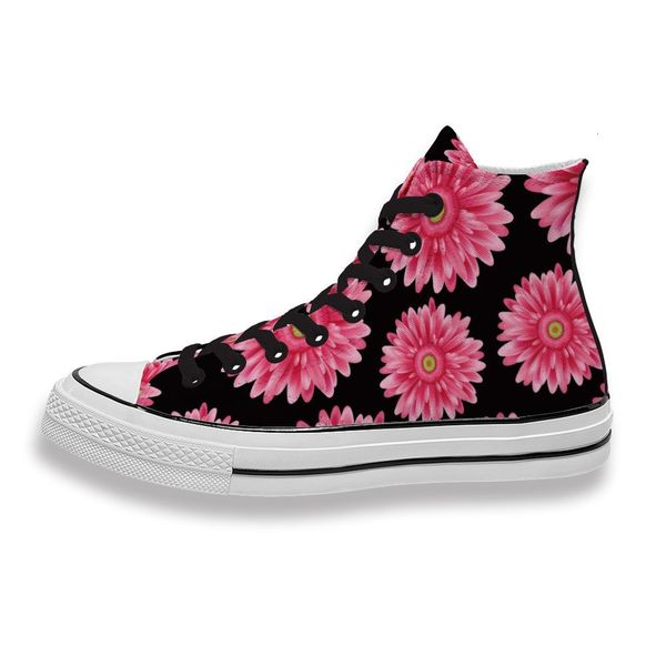 

custom printed rose red daisy black sneakers high mens womens running sho skateboard diy trainers canvas casual shoe