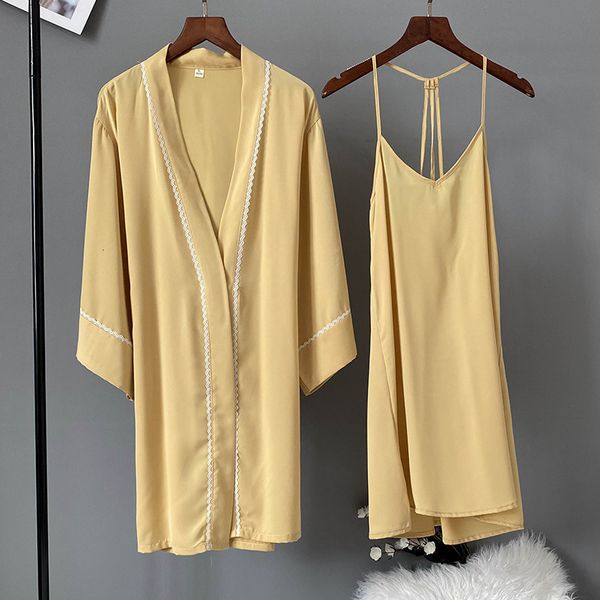 

pyjamas ice silk women robe set satin soft touch egvv, Black;white