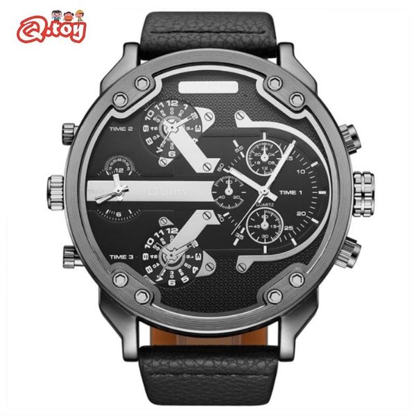 

wristwatches oulm watches for men big dial quartz relojes sports leather strap military wristwatch clock christmas gift, Slivery;brown