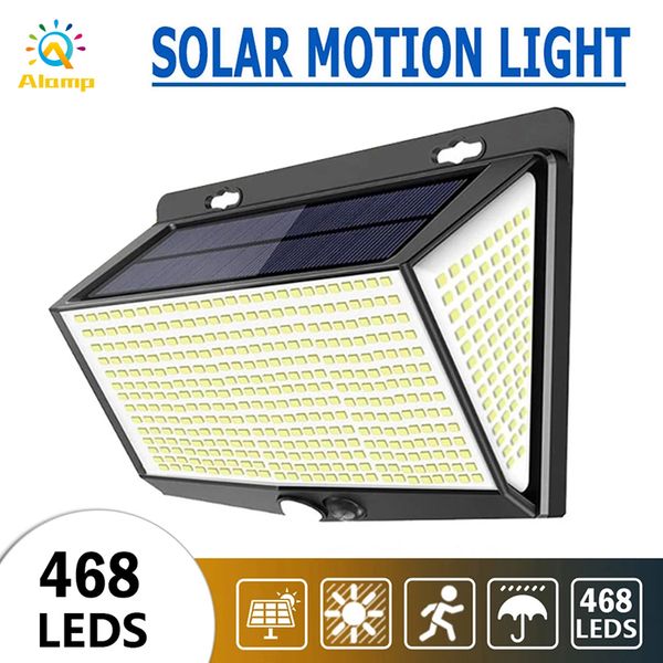

super bright 468leds solar lamp pir motion sensor 3 modes garden sunlight for courtyard park street outdoor wall lighting