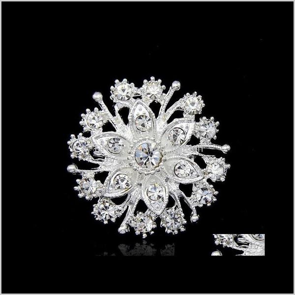 

pins, drop delivery 2021 luxury sier tone flower brooch crystal wedding party jewelry brooches pins costume accessories rhinestone cz diamon, Gray