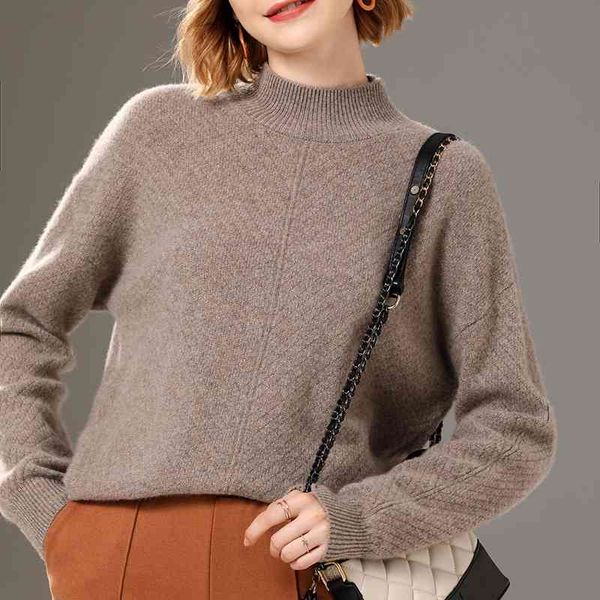 

women's sweaters female sweater 2021 winter 100% casual wool around the neck cashmere plus solid color mesh ladies top, White;black