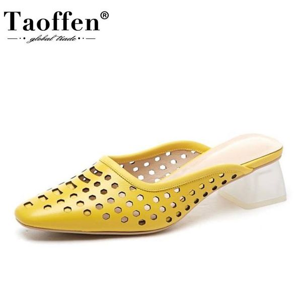 

taoffen women summer sandals real leather crystal heels breathable woman shoes fashion holidays footwear size 34-42, Black