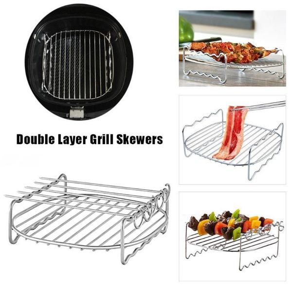 

tools & accessories stainless steel kitchen steaming cooking grilling rack skewer for air frying pot dining bar gadgets equipment