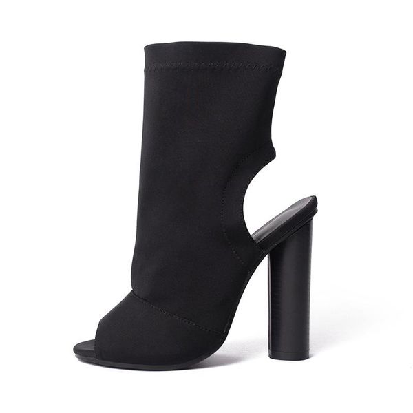 

boots fashion female joker spandex fish mouth thick with catwalk ultra-high ms cool shoes, Black