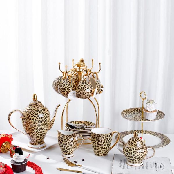 

mugs leopard print gold rim coffee cup bone china mug and saucer set court ceramic pot sugar bowl dessert holder cl82510