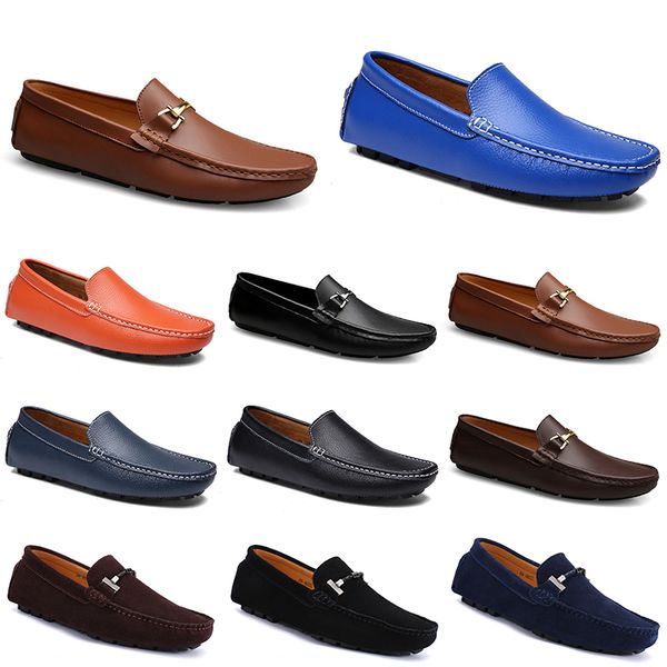 

leathers doudous men casual drivings shoes breathable soft soles light tans black navys whites blue silver yellows grey footwears all-match