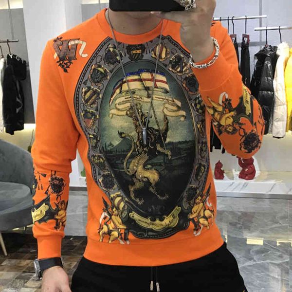 

men's t-shirts spring personality baroque trend tee shirt homme black gold mens t shirts fall luxury print badge drill tshirt, White;black
