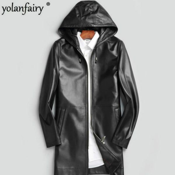 

men's leather & faux genuine jacket real sheepskin men spring autumn windbreaker coats veste cuir homme 6173 yy372, Black