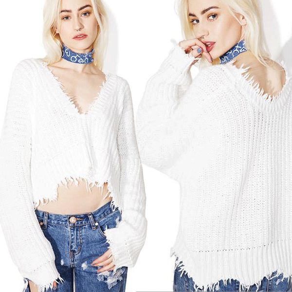 

fashion sweater 2021 yangmi airport same solid color loose deep v-neck off shoulder t-shirt women's pullover, White;black