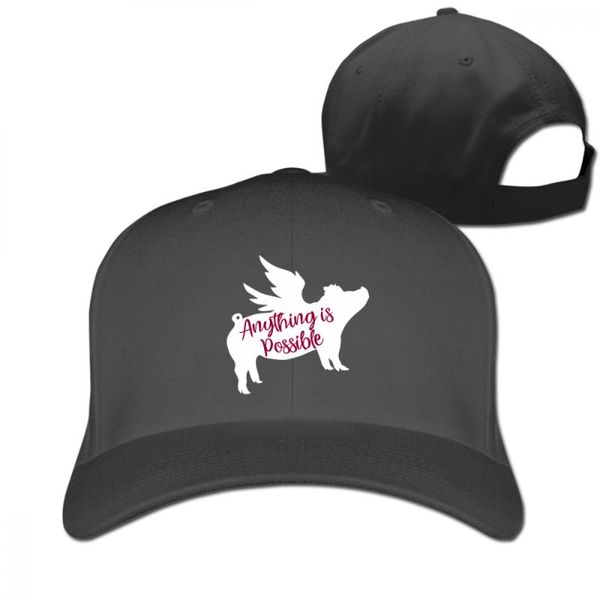 

visors anything is possible pigs black men's women's truker cap adjustable golf dad hat, Blue;gray
