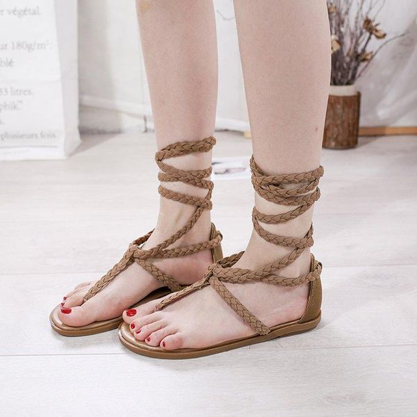 

summer flip flops platform sale of women's shoes breathable flat sandals suit female beige strappy heels large size correct, Black