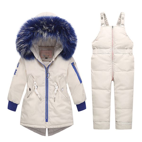 

baby winter warm down parka set fur hooded baby girl duck down jacket children coat snowsuit winter clothes boy's down outwear, White