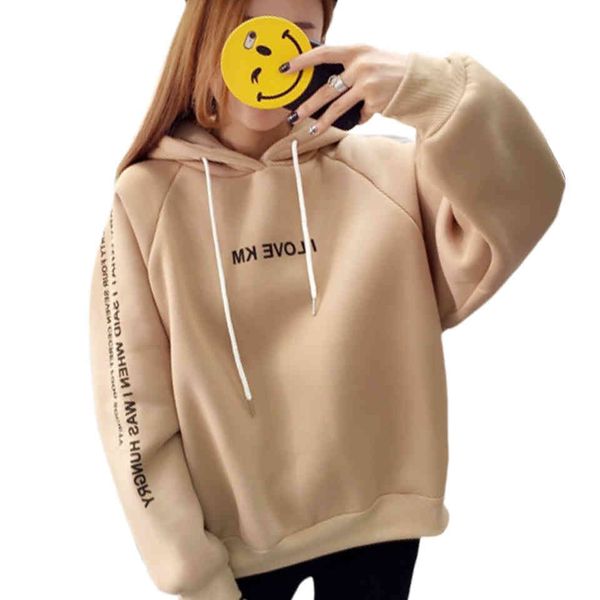 

simple thick female text poletom mujer 2021 hipster hoodies letters harajuku oversized xxl khaki hoodie, Black