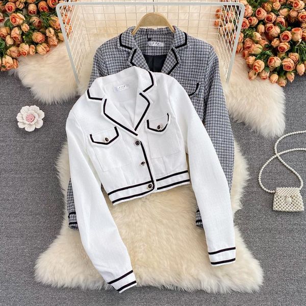 

women's jackets autumn small fragrance long sleeve single breasted women short jacket coat korean chic slim vintage outerwear ladies cr, Black;brown