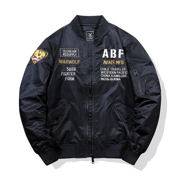

flight trendy men's air force suit ma-1 flight jacket loose, Black