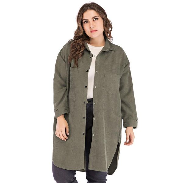 

plus size t-shirt women casual jacket long sleeve split shirt coat fashion turn-down collar ladies autumn 2021