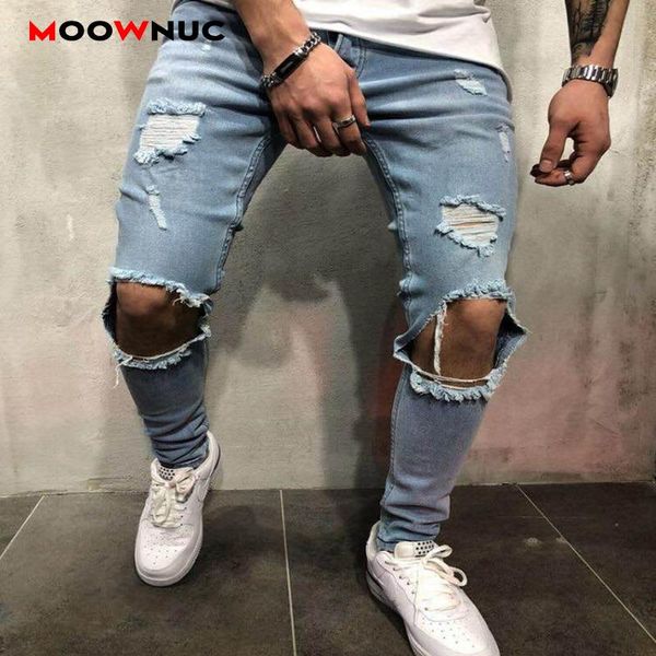 

men's jeans 2021 classic male denim designer for mens slim fit pants trousers casual skinny straight autumn streetwear moownuc, Blue