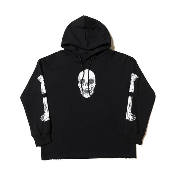 

hoodies mens stylist hip hop human bone print shirt men women sweat black size s-xl