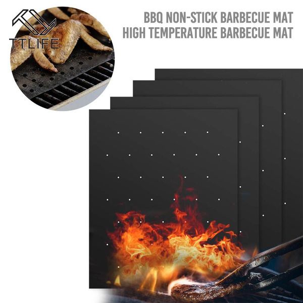 

grill mat barbecue outdoor baking non-stick pad reusable cooking plate 40 * 33cm for party ptfe accessories rolling pins & pastry boards