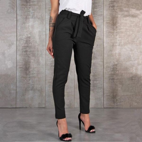 

casual slim chiffon thin pants for women high waist black khaki green women's & capris, Black;white