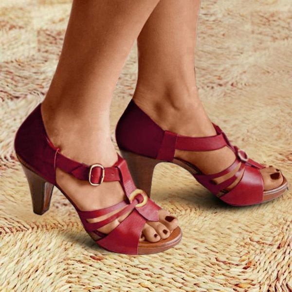 

women sandals summer shoes roman gladiator square heel ladies peep toe sandalias plus size 35-43, Black